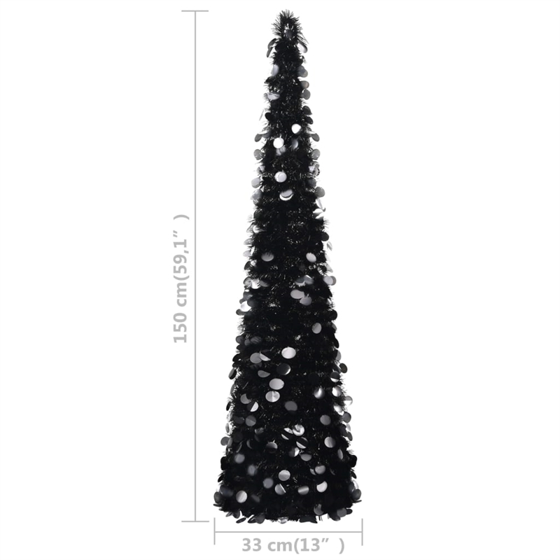 vidaXL Pop-Up Christmas Tree with PET Medium Foldable in Black