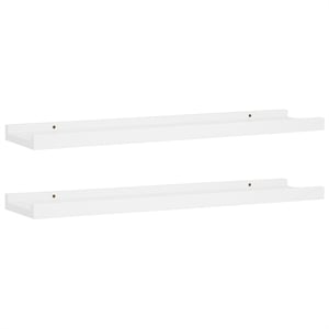 vidaXL 23.6&quot X 3.5&quot X 1.2&quot MDF Frame Ledge Shelf in White (Set of 2)