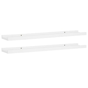 vidaXL 31.5&quot Long Wall Mounting Frame Ledge Shelf MDF in White (Set of 2)