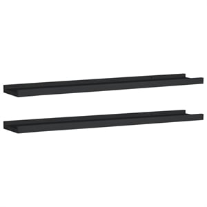 vidaXL 31.5&quot Wall Mounting Frame Ledge Shelf MDF in Black (Set of 2)