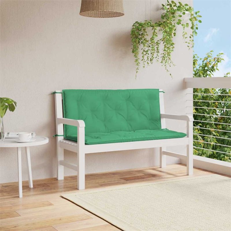 vidaXL Polyester Oxford Fabric Garden Bench Cushion in Green (Set of 2)