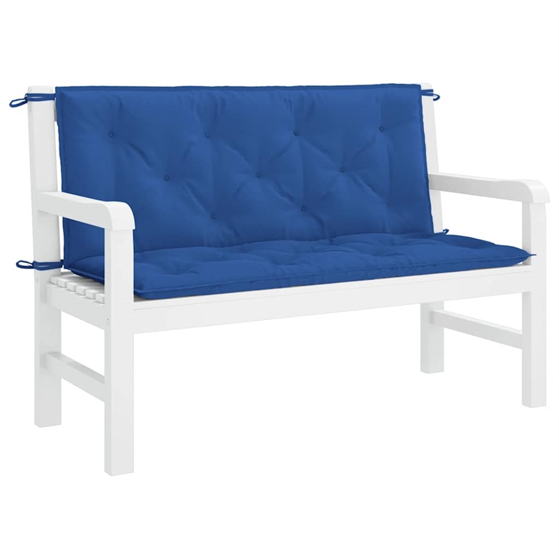 vidaXL Polyester Oxford Fabric Garden Bench Cushion in Blue (Set of 2)