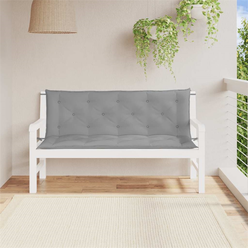 vidaXL Polyester Oxford Fabric Garden Bench Cushion in Gray (Set of 2)