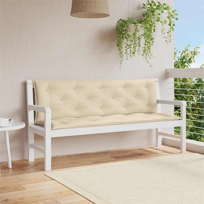 vidaXL Polyester Oxford Fabric Garden Bench Cushion in Beige (Set of 2)