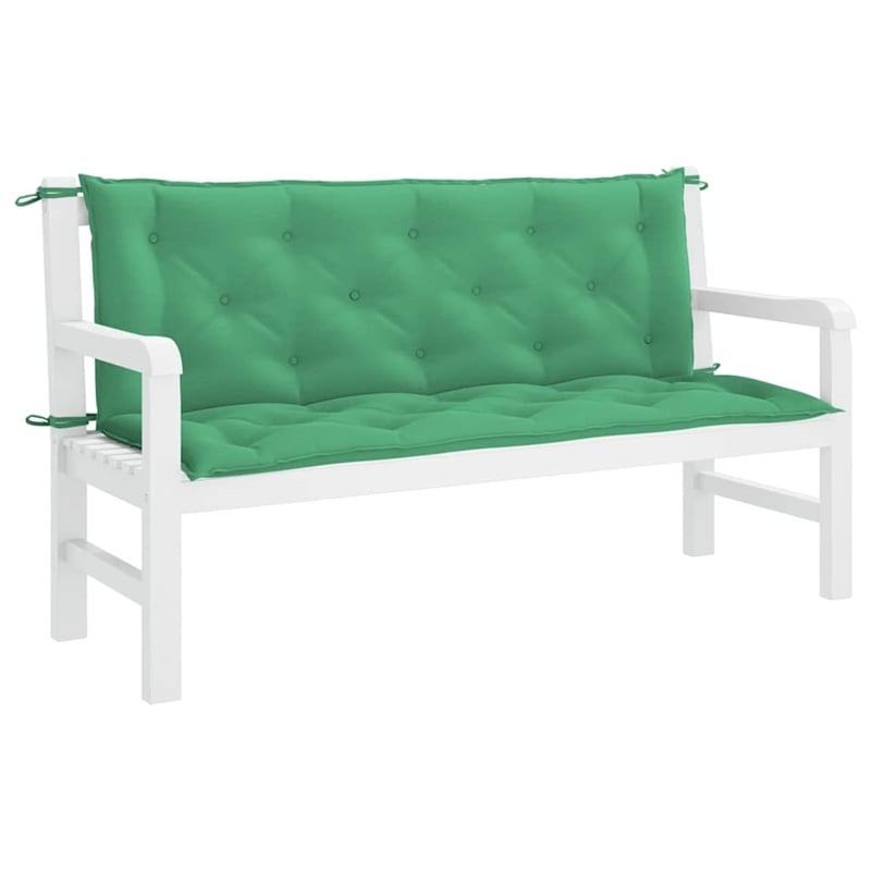 vidaXL Polyester Oxford Fabric Garden Bench Cushion in Green (Set of 2)