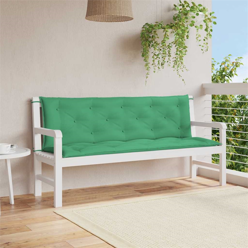 vidaXL Polyester Oxford Fabric Garden Bench Cushion in Green (Set of 2)