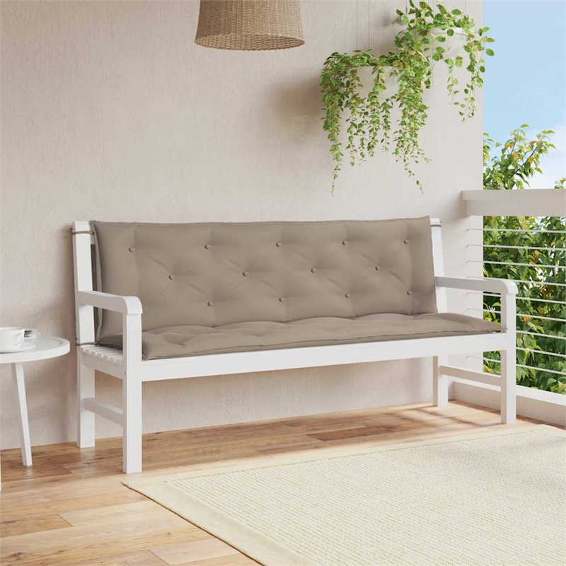 vidaXL Polyester Oxford Fabric Garden Bench Cushion in Taupe (Set of 2)