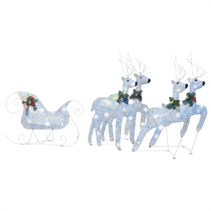 vidaXL Reindeer and Sleigh Christmas Decoration in Silver