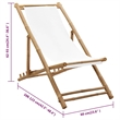 vidaXL Bamboo Medium Collapsible Folding Sun Lounger in White