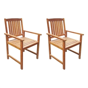 vidaXL Durable Solid Acacia Wood Standard Chairs in Brown (Set of 2)