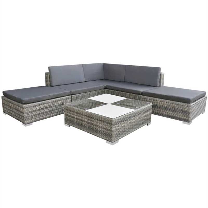 vidaXL Modular PE Rattan Garden Furniture Set in Grey