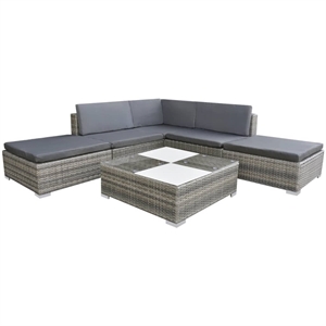 vidaXL Modular PE Rattan Garden Furniture Set in Grey