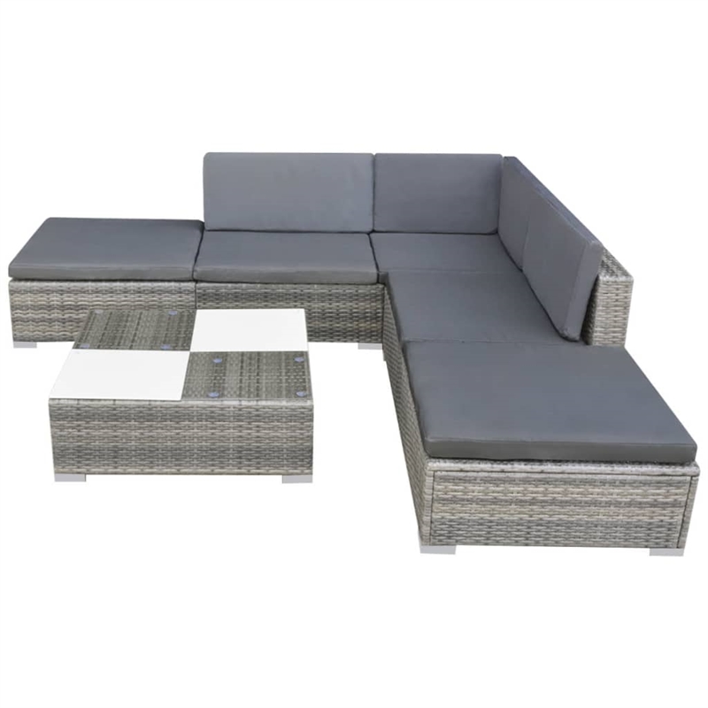 vidaXL Modular PE Rattan Garden Furniture Set in Grey