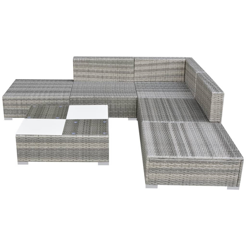vidaXL Modular PE Rattan Garden Furniture Set in Grey