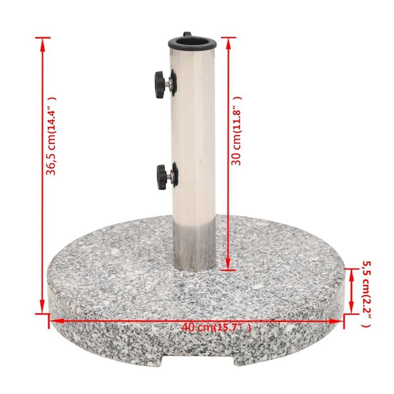 vidaXL Medium Heavy Weight Granite Parasol Base in Gray
