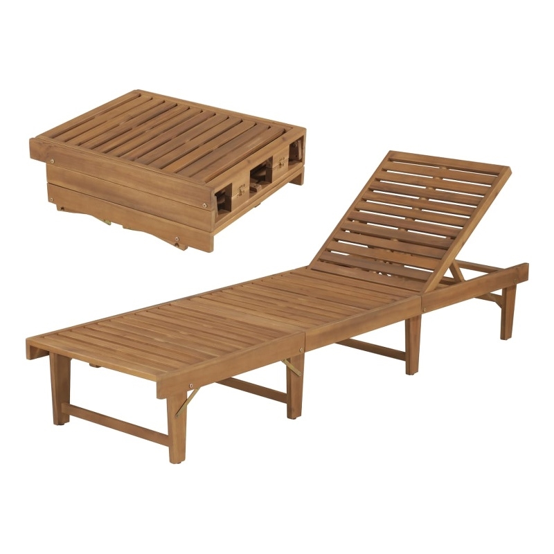 vidaXL Solid Acacia Wood w/ Oil Finish Sunbed in Natural