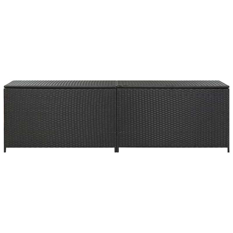 vidaXL Large Poly Rattan Powder-Coated Steel Storage Chest in Black