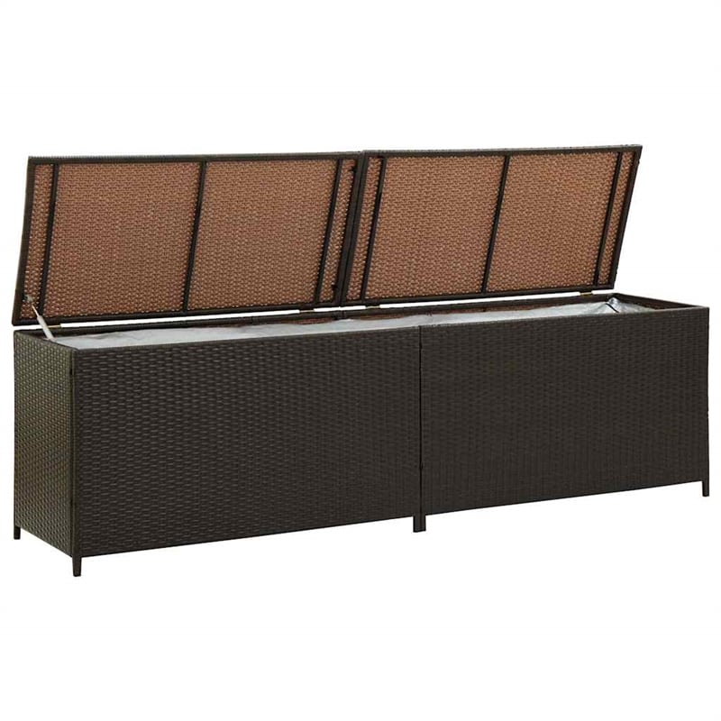 vidaXL Poly Rattan and Powder-Coated Steel Storage Chest in Brown