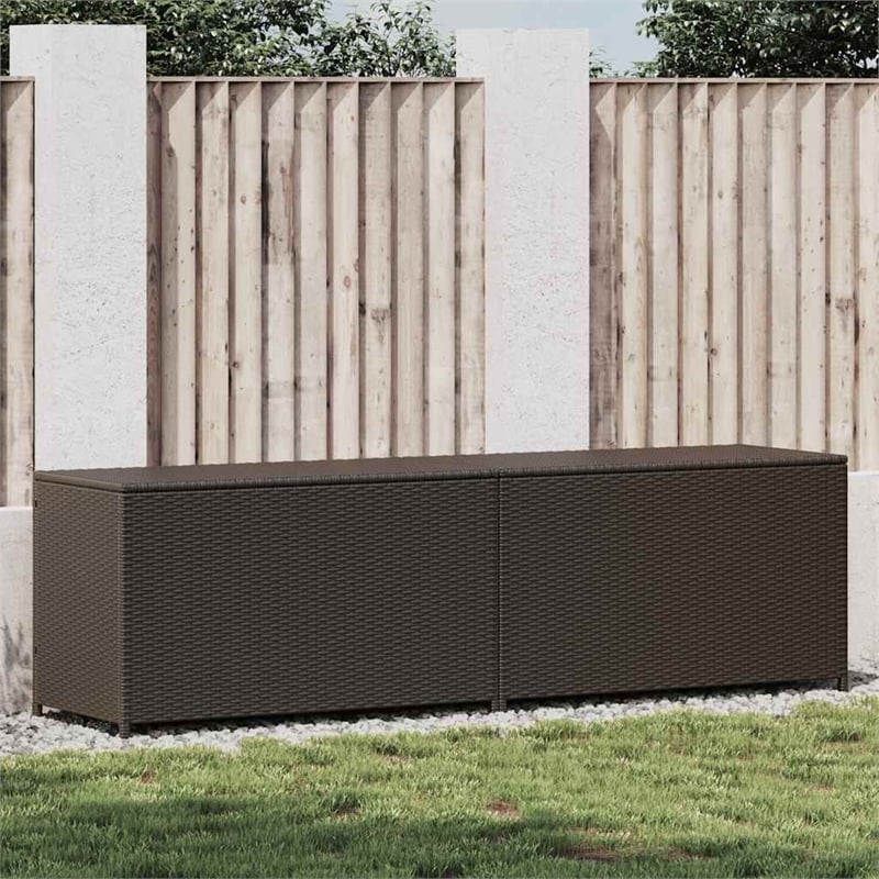 vidaXL Poly Rattan and Powder-Coated Steel Storage Chest in Brown