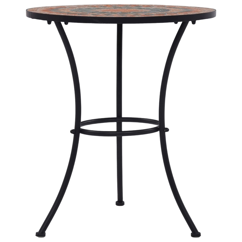 vidaXL Powder-Coated Iron Frame Table with Ceramic Top in Orange/Grey