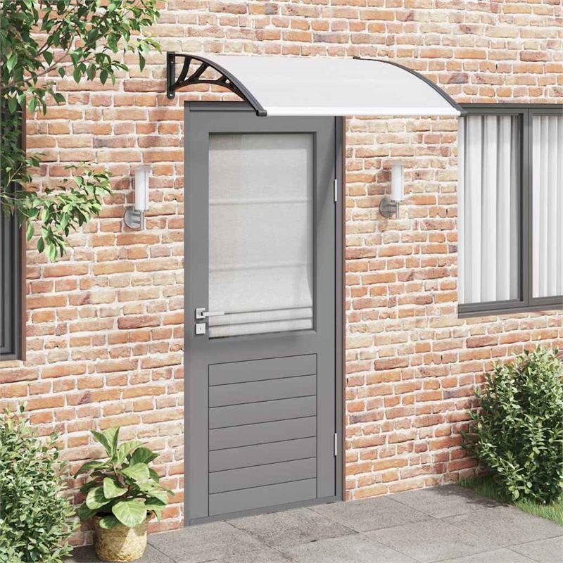vidaXL Door Canopy with Brackets and Sheets in Black/Clear