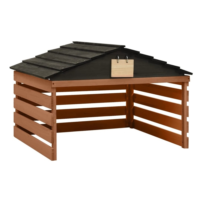vidaXL Lawn Mower Wooden Garage Storgae in Black/Brown