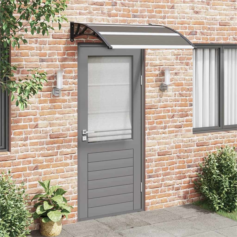 vidaXL Polycarbonate Door Canopy in Brown/Black/Clear