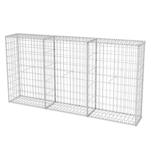vidaXL 78.7&quotx11.8&quotx39.4&quot Gabion Basket in Galvanized Steel Silver