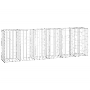 vidaXL 118&quotx19.7&quotx39.4&quot Gabion Wall with Covers in Galvanized Steel Silver