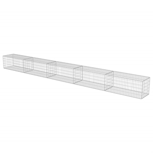 vidaXL 236&quotx19.7&quotx19.7&quot Gabion Wall with Covers Galvanized Steel Silver