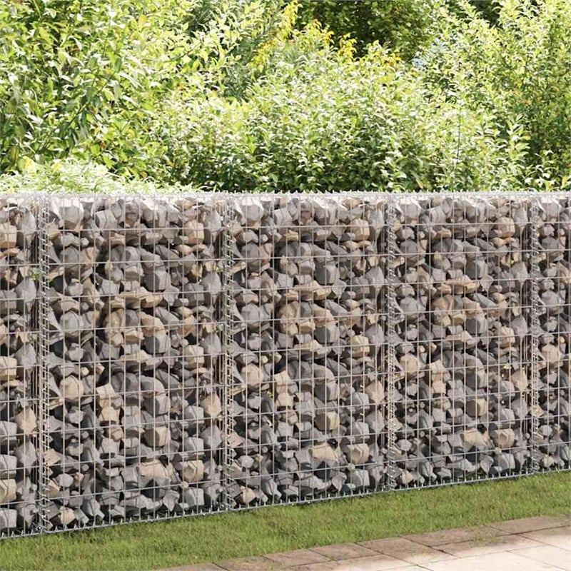 vidaXL Gabion Wall with Covers Galvanized Steel 78.7
