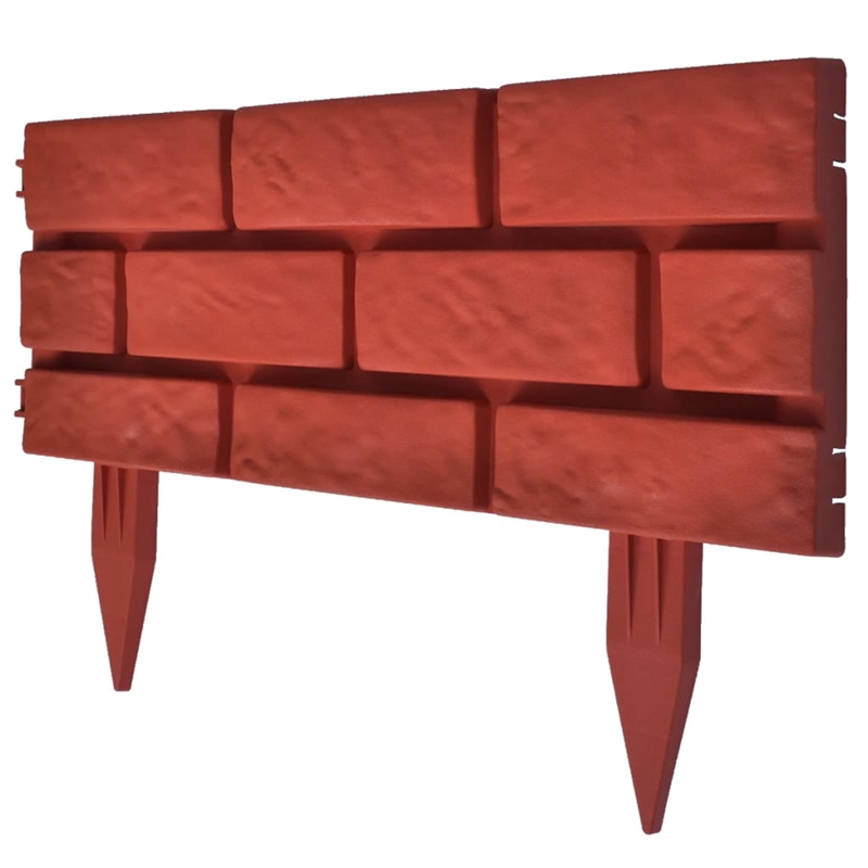 vidaXL 11pcs Brick Design Lawn Divider in Red