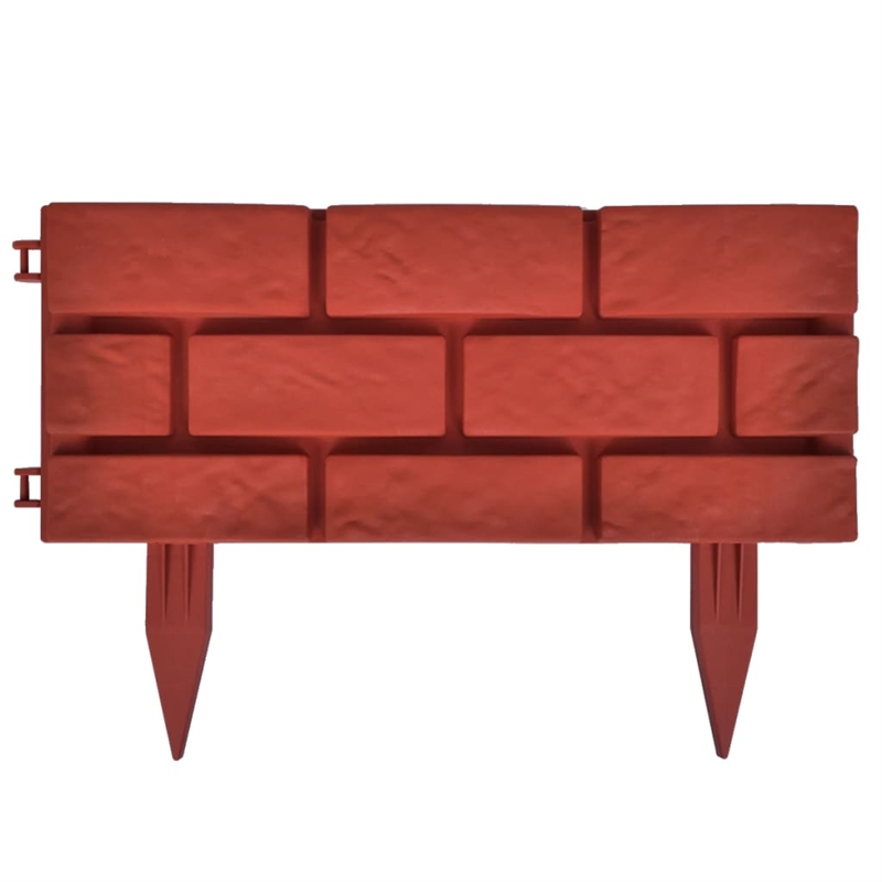 vidaXL 11pcs Brick Design Lawn Divider in Red