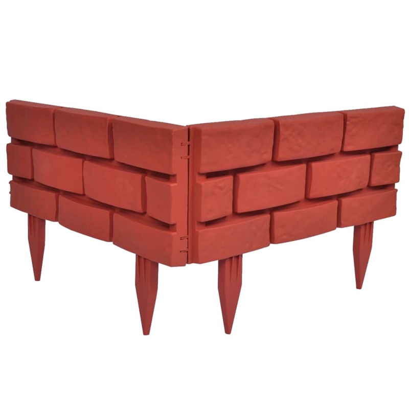 vidaXL 11pcs Brick Design Lawn Divider in Red