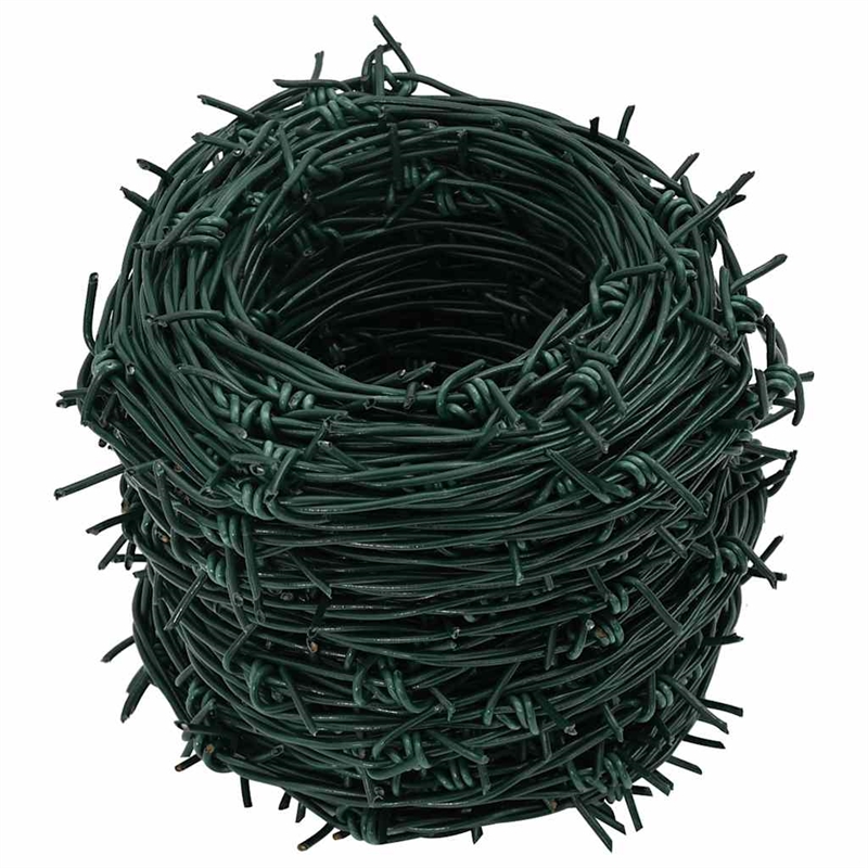 vidaXL 328.1ft Barbed Entanglement Wire Roll in Green