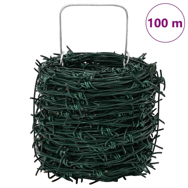 vidaXL 328.1ft Barbed Entanglement Wire Roll in Green