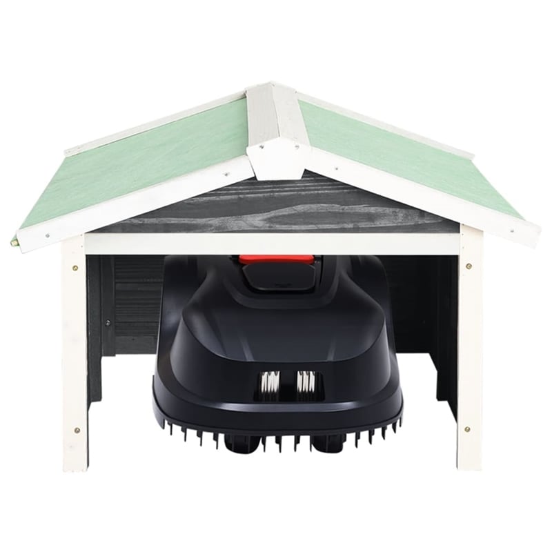 vidaXL Lawn Mower Wooden Garage Storgae in Gray/White