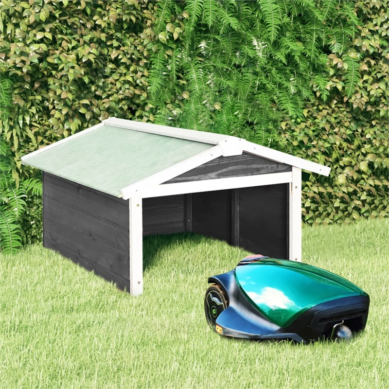 vidaXL Lawn Mower Wooden Garage Storgae in Gray/White