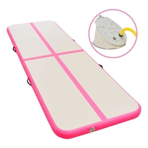 vidaXL 275.6&quotx39.4&quotx3.9&quot Inflatable Gymnastics Mat with PVC Pump in Pink