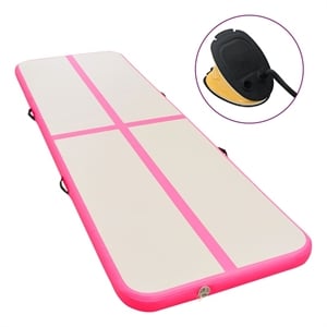 vidaXL 315&quotx39.4&quotx3.9&quot Inflatable Gymnastics Mat with PVC Pump in Pink