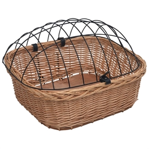 vidaXL 19.7&quotx17.7&quotx13.8&quot Bike Front Basket with Cover Natural Willow/Brown