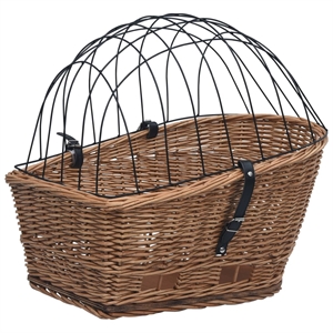 vidaXL 21.7&quotx12.2&quotx14.2&quot Bike Rear Basket with Cover Natural Willow/Brown