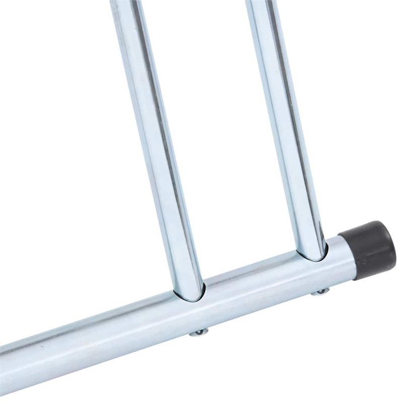 vidaXL 2 Bikes Floor Freestanding Galvanized Steel Bicycle Stand in Silver