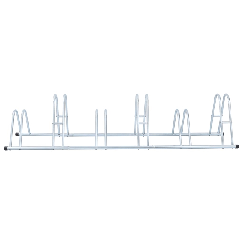 vidaXL 6 Bikes Floor Freestanding Galvanized Steel Bicycle Stand in Silver