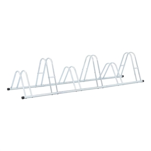 vidaXL 6 Bikes Floor Freestanding Galvanized Steel Bicycle Stand in Silver