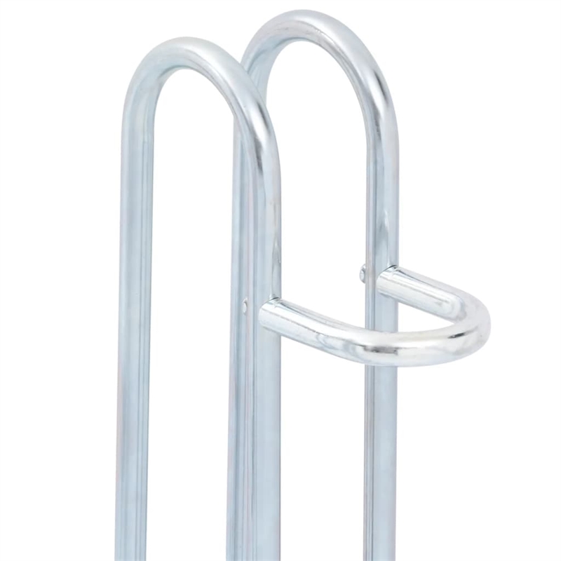 vidaXL 2 Bikes Floor Freestanding Galvanized Steel Bicycle Stand in Silver