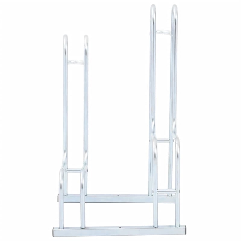 vidaXL 2 Bikes Floor Freestanding Galvanized Steel Bicycle Stand in Silver