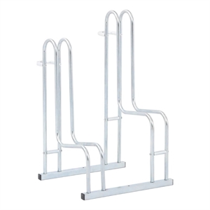 vidaXL 2 Bikes Floor Freestanding Galvanized Steel Bicycle Stand in Silver