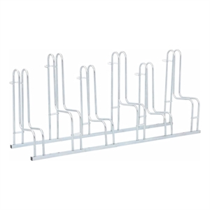 vidaXL 6 Bikes Floor Freestanding Galvanized Steel Bicycle Stand in Silver