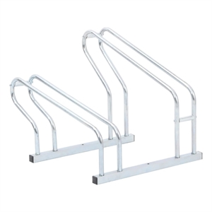 vidaXL 2 Bikes Floor Freestanding Galvanized Steel Bicycle Stand in Silver